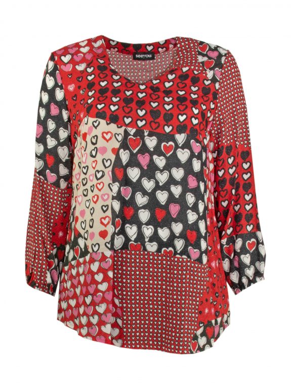 seeyou Blouse Top heart with glitter