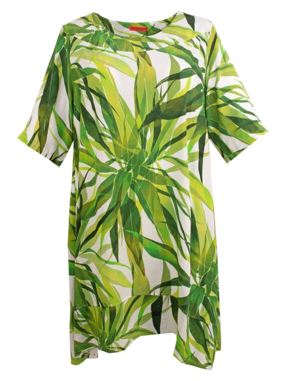 Mohnmaedchen Dress green leaf print plus size
