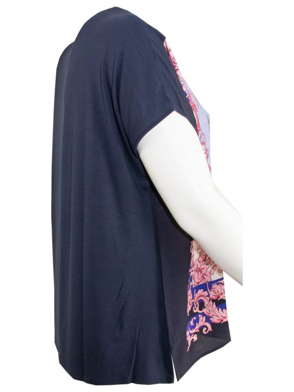 Elena Miro Top blue pink print on the front plus size