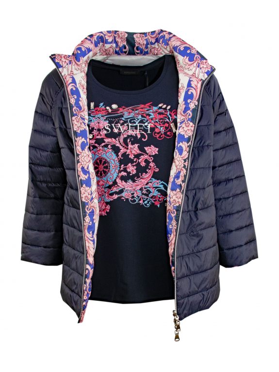 Elena Miro reversible quilted jacket blue pink plus size