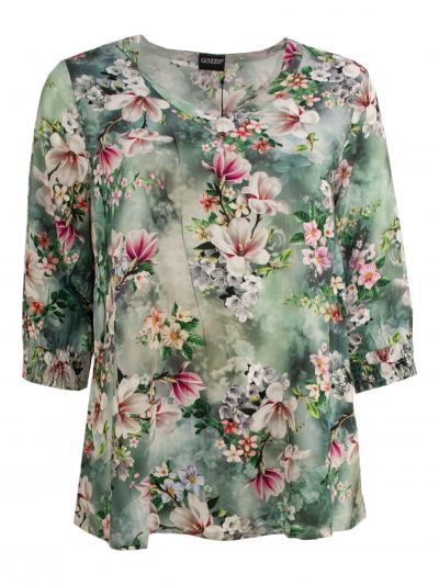 Gozzip Bluse Shirt Blumendruck Magnolie große Größen