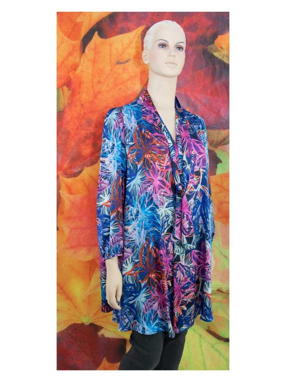 Sallie Sahne Tunika Bluse Druck blau pink hochwertige große Größen Mode online