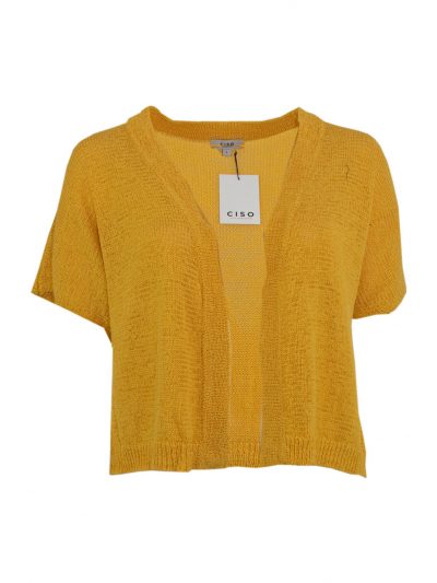 CISO yellow knit jacket short style plus size fashion online
