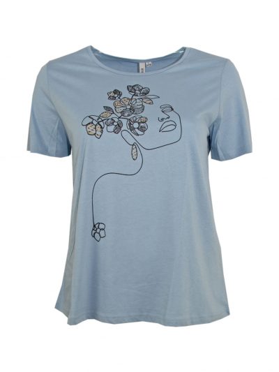 CISO T-shirt motif cotton light blue plus size fashion online