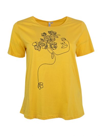 CISO T-shirt motif cotton light yellow plus size fashion online