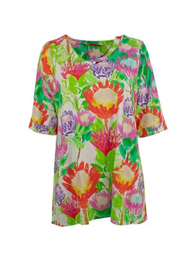 Mohnmaedchen tunic Top flowers fluorescent colors plus size curvy fashion online