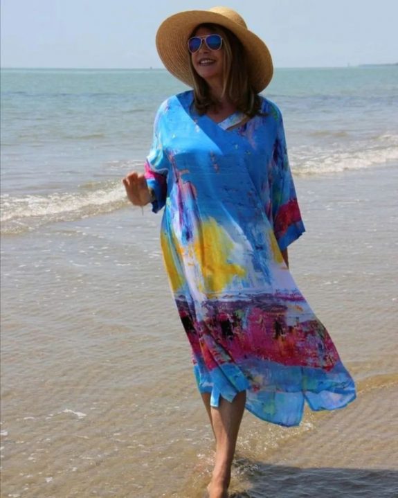 Mohnmaedchen airy dress watercolors blue plus size fashion online