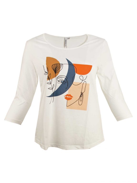 CISO T-shirt cotton motif face plus size fashion online