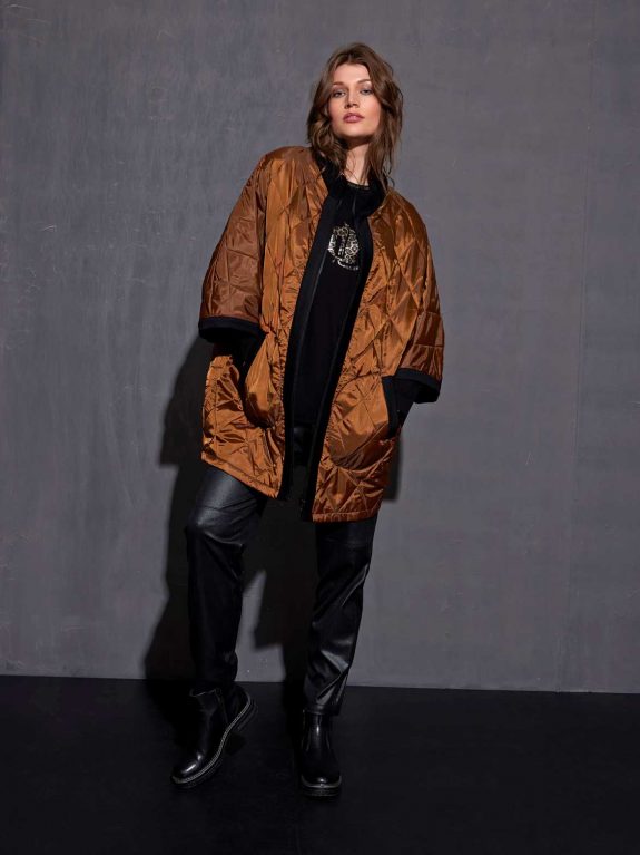 Verpass Steppjacke cognac mit Pulli-Animal Shirt Leoparden große Größen Mode online