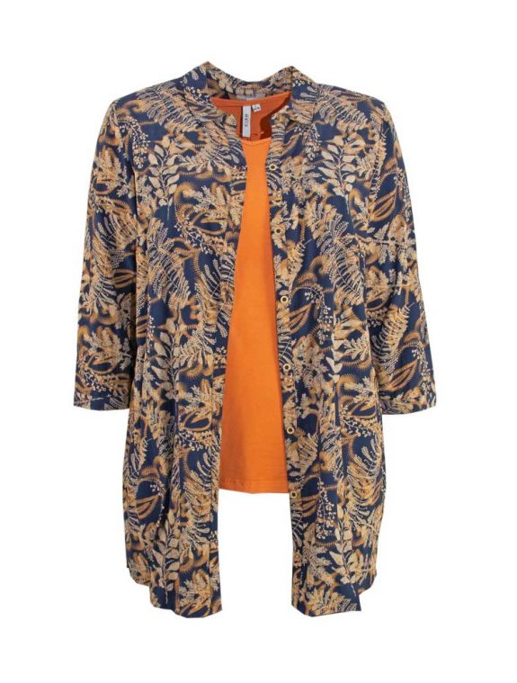 CISO long blouse blue-orange pleated plus size fashion online