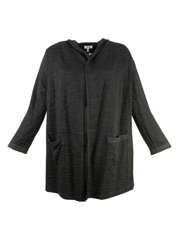 KjBRAND softe Jacke Wellenstruktur Kapuze schwarz große Größen Mode online