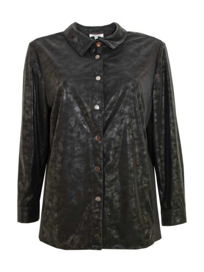 KjBRAND shirt jacket faux leather black plus size fashion online