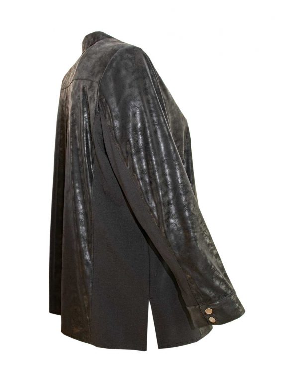 KjBRAND shirt jacket faux leather black plus size fashion online