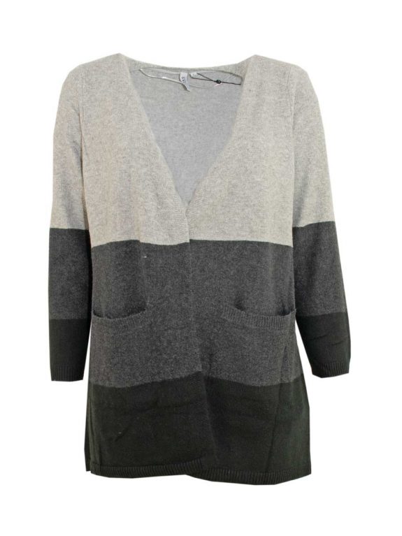 CISO knit cardigan color block grey plus size fashion online