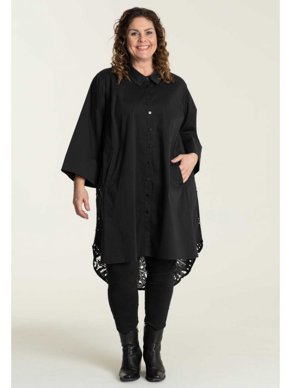 Gozzip Hemd Bluse schwarz Spitze große Größen Mode online