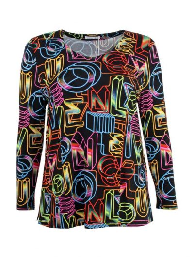 Mona Lisa T-Shirt Allover graphic print neon plus size fashion online