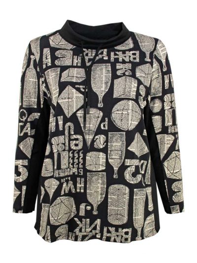 seeyou sweatshirt turtleneck print black & white plus size fashion online
