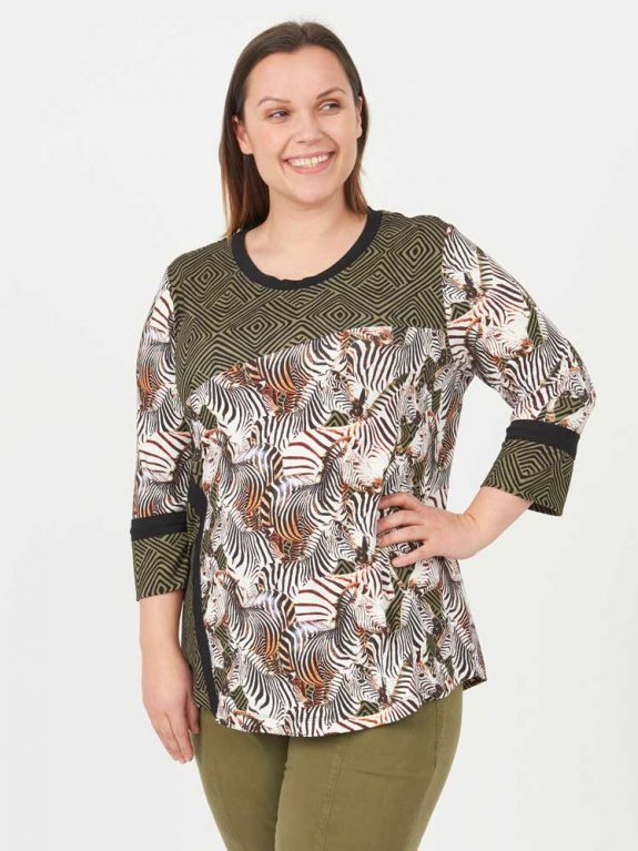 Chalou Shirt Ethno Druck Zebra große Größen Mode online