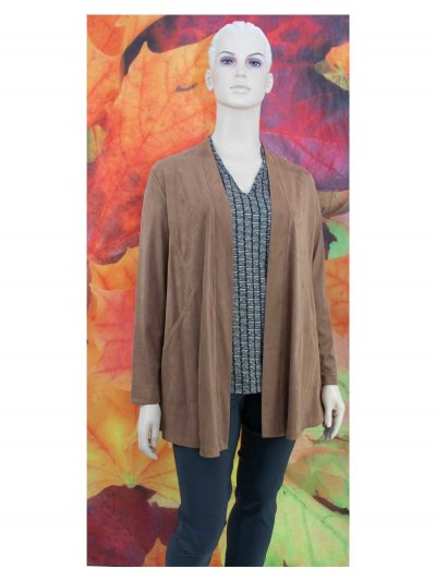 Verpass Cardigan Imitat Wildleder leicht braun große Größen Mode online