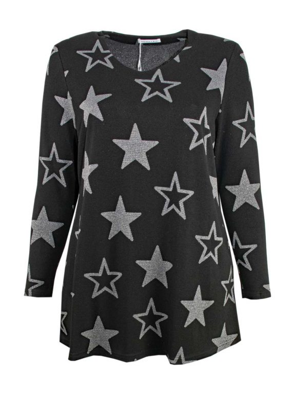 Mona Lisa Jersey-Shirt Sterne A-Form große Größen Mode online