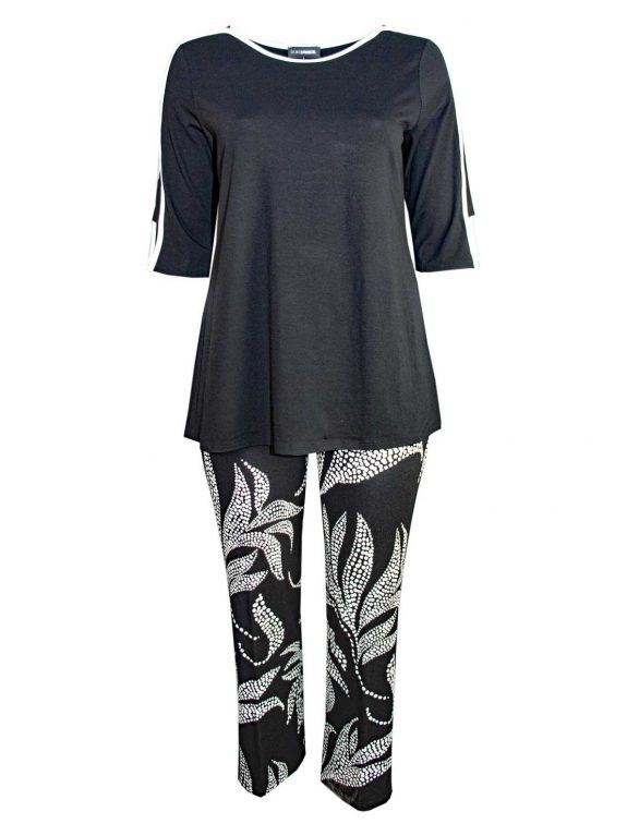 Doris Streich Outfit Shirt Tunika U-Ausschnitt schwarz Schlabberhose große Größen Mode online