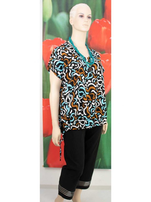 Mona Lisa Viskose BlusenShirt Bändel nougat türkis große Größen Mode online