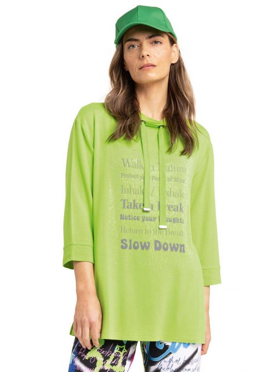 Doris Streich Sweatie Glitzer apfelgrün große Größen Mode online