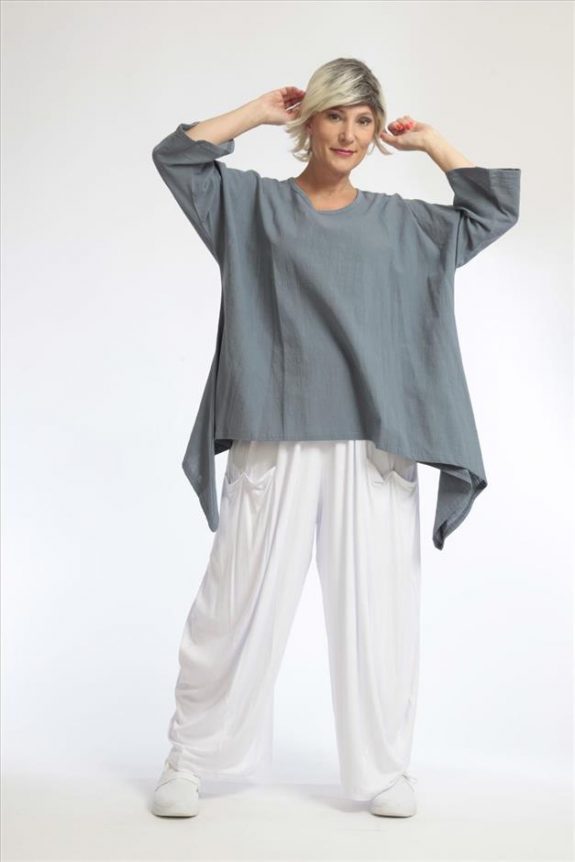 Big Shirt Baumwolle zipfelig in 3 Farben große Größen Mode online