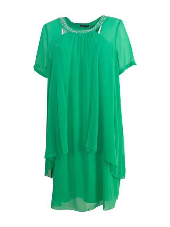Verpass Kleid Chiffon grün Glitzersteine große Größen Mode online
