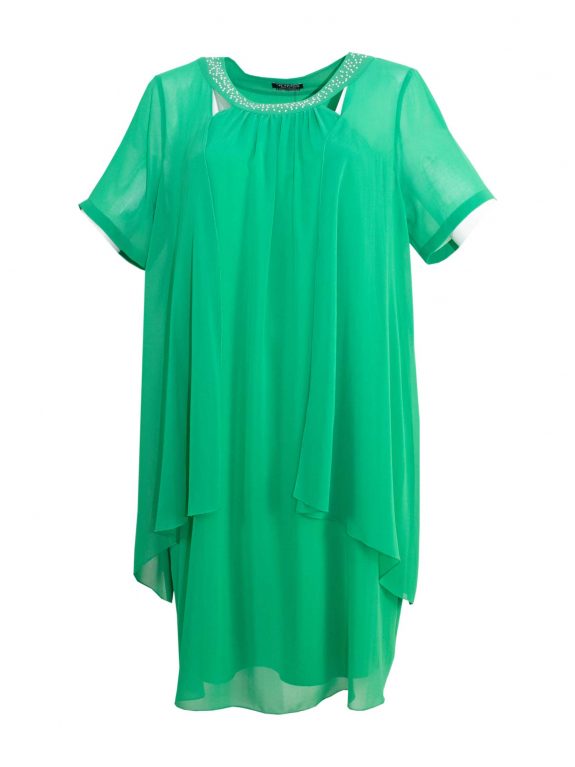 Verpass Kleid Chiffon grün Glitzersteine große Größen Mode online