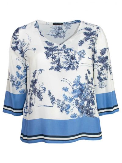 Elena Miro blouse top blue and white italian plus size fashion online