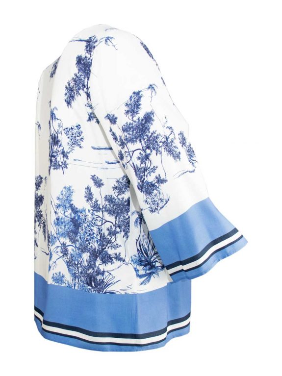 Elena Miro blouse top blue and white italian plus size fashion online