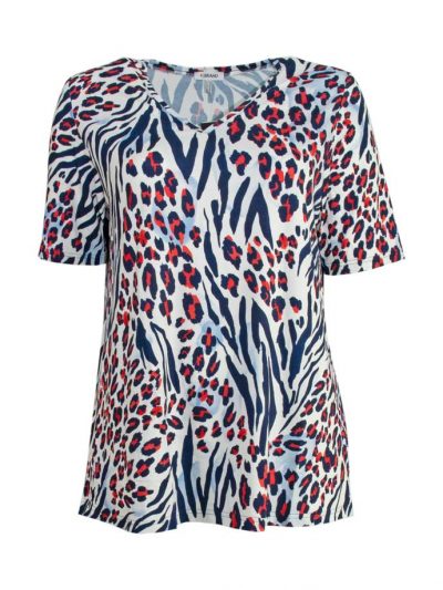 KjBRAND Shirt blau weiß rot Animal A-Linie große Größen Sommer-Mode online