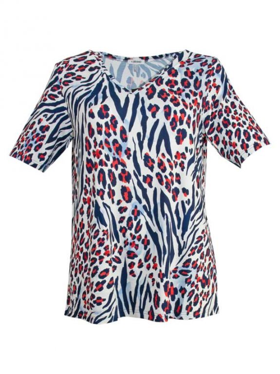 KjBRAND Shirt blau weiß rot Animal A-Linie große Größen Sommer-Mode online