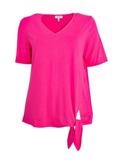 KjBRAND T-Shirt knot uni pink plus size fashion online