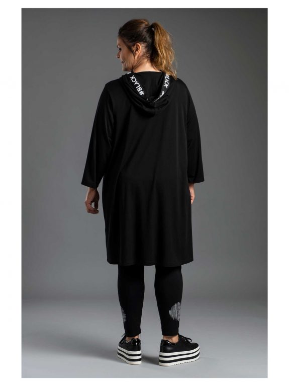 Gozzip tunic black and white stripes hood plus size layering fashion online