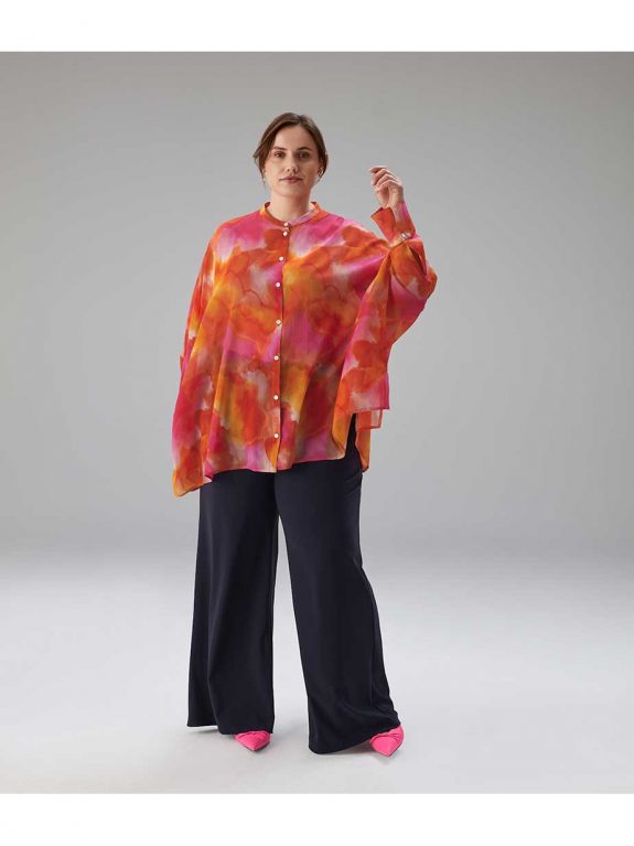 Sallie Sahne Tunika-Bluse pink orange oversized große Größen Sommer-Mode online