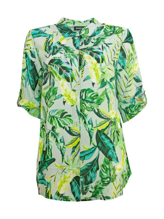 seeyou Sommer-Bluse grüner Blätterdruck große Größen Mode online