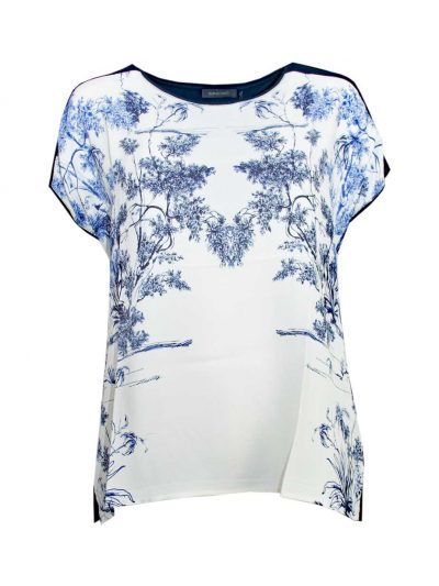 Elena Miro Top print blue white italian plus size summer fashion