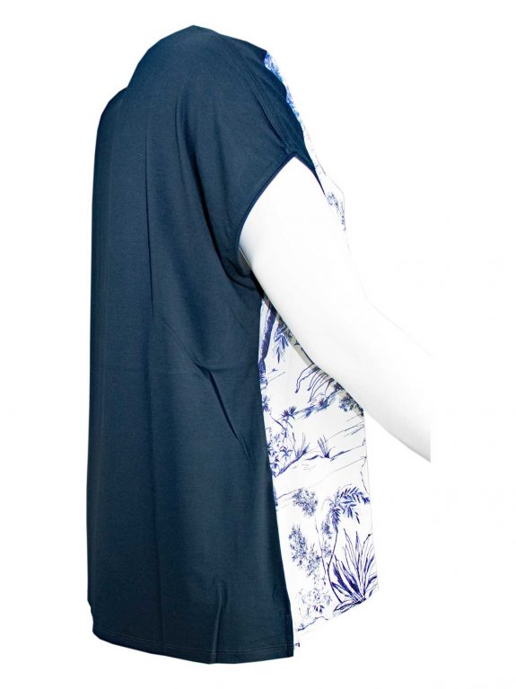 Elena Miro Kurzarm Shirt Druck blau-weiß italienische große Größen Sommer Mode online