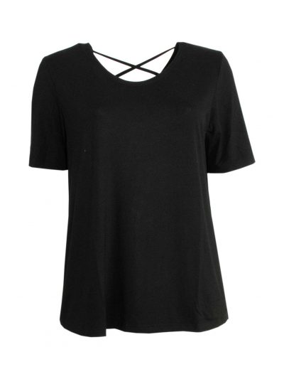 KjBRAND T-Shirt black crossed straps plus size summer fashion online