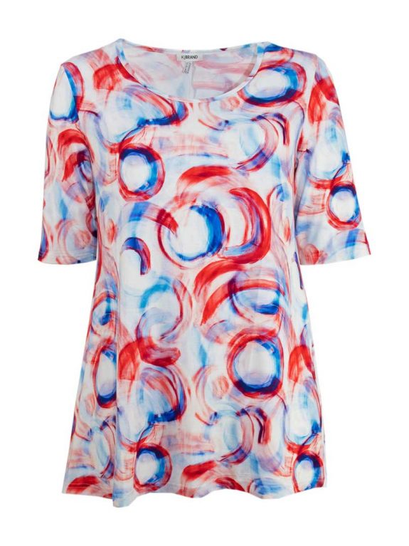 KjBRAND Long-Shirt Kringel Kurzarm A-Linie rot-blau große Größen Sommer Mode online