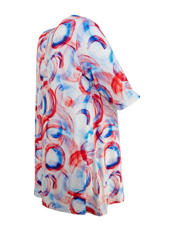KjBRAND Long-Shirt Kringel Kurzarm A-Linie rot-blau große Größen Sommer Mode online