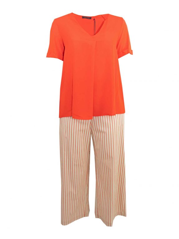 Elena Miro Culotte Streifen mit Blusen-Shirt orange-rot italienische Sommer-Mode in großen Größen online