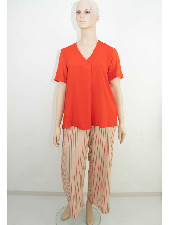 Elena Miro Culotte Streifen mit Blusen-Shirt orange-rot italienische Sommer-Mode in großen Größen online