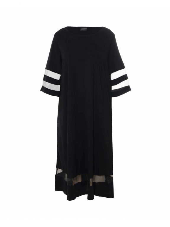 Gozzip Maxi-Kleid Mesh schwarz Jersey ausgefallene große Größen Sommer Lagenlook Mode online