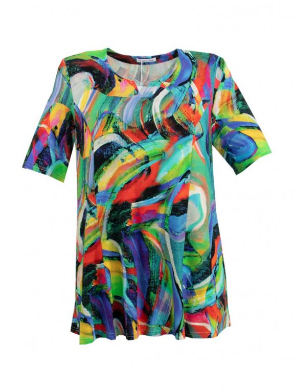 Mona Lisa Long-Shirt Farb-Swirls A-Linie große Größen Sommer Mode online