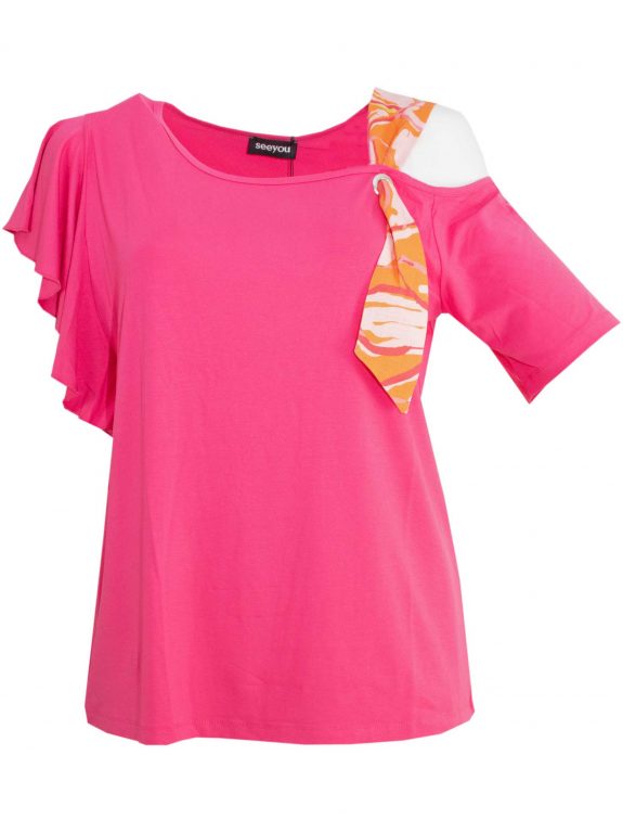 seeyou Shirt pink Schulter cutout große Größen Sommer Mode online