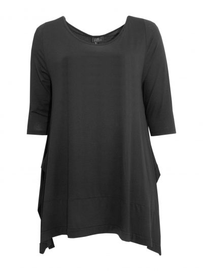 Sophia Curvy Tunic handkerchief hemline black plus size summer layering fashion online