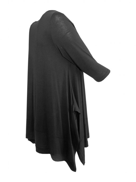Sopha Curvy Tunika-Shirt zipfelig schwarz große Größen Lagenlook Sommer Mode online